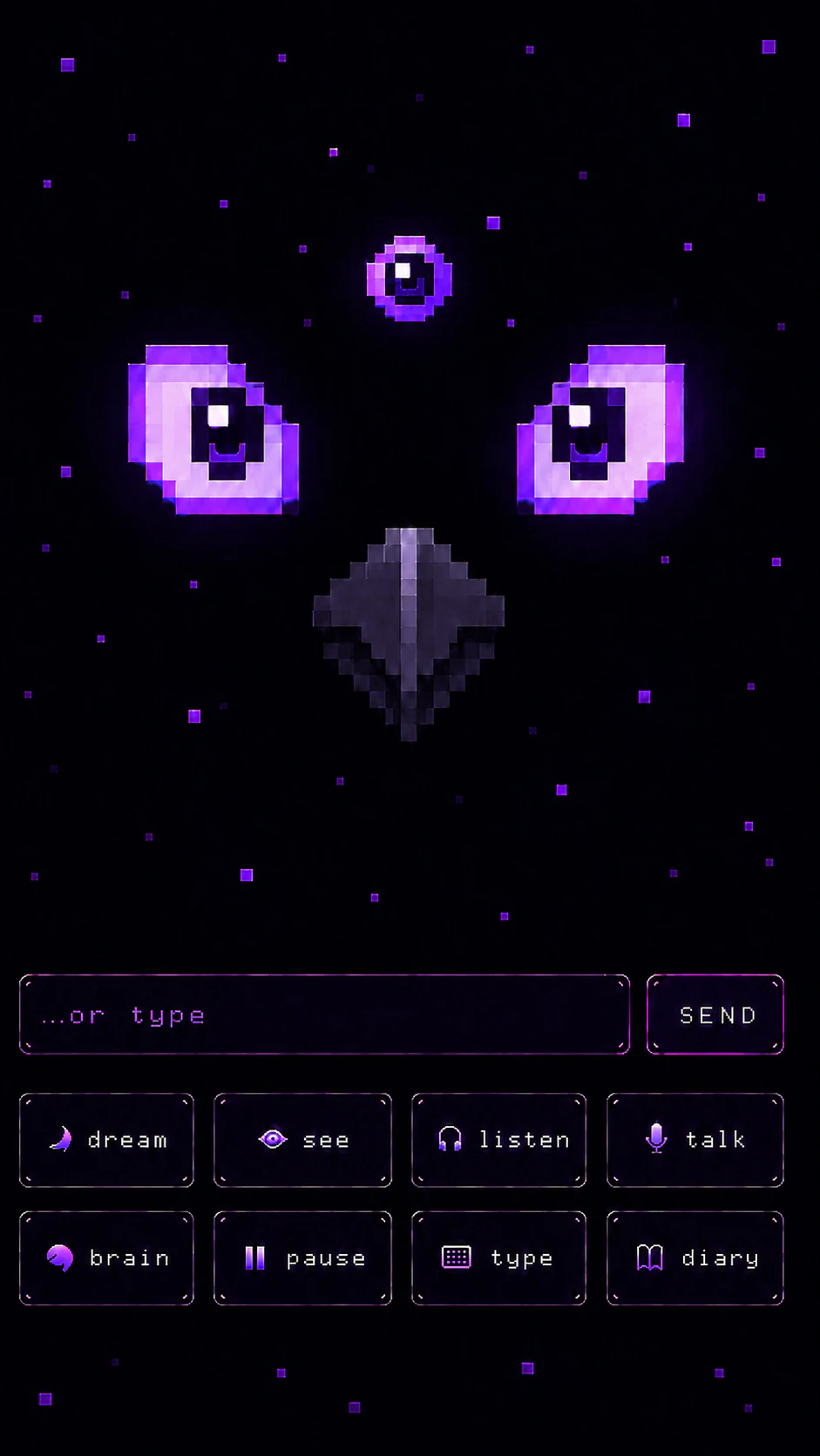 CrowBot looking awake and ready to interact